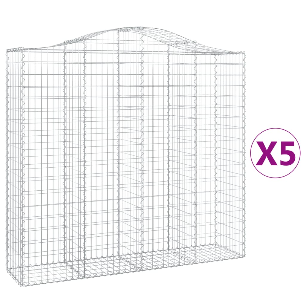 Schanskorven 5 st gewelfd 200x50x180/200 cm ijzer 5 200 x 50 x 180/200 cm