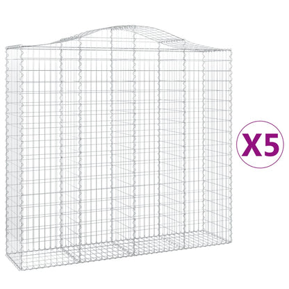 Schanskorven 5 st gewelfd 200x50x180/200 cm ijzer 5 200 x 50 x 180/200 cm