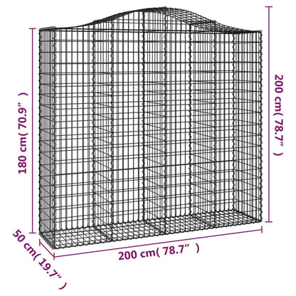Schanskorven 5 st gewelfd 200x50x180/200 cm ijzer 5 200 x 50 x 180/200 cm