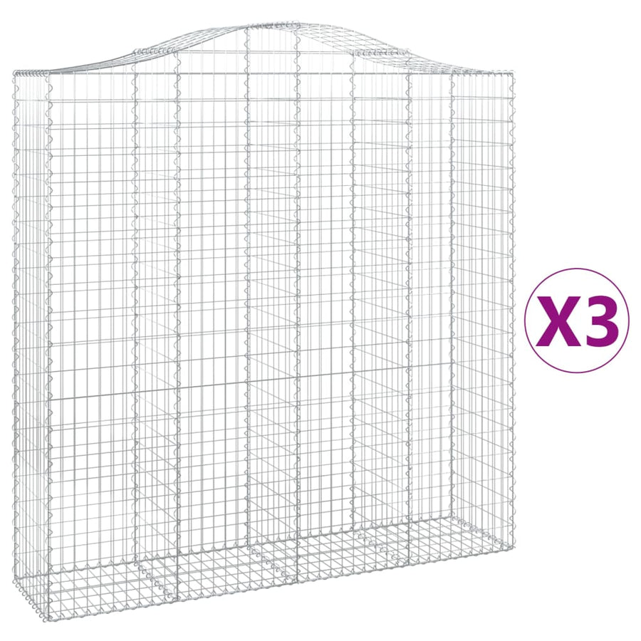 Schanskorven 3 st gewelfd 200x50x200/220 cm ijzer 3 200 x 50 x 200/220 cm