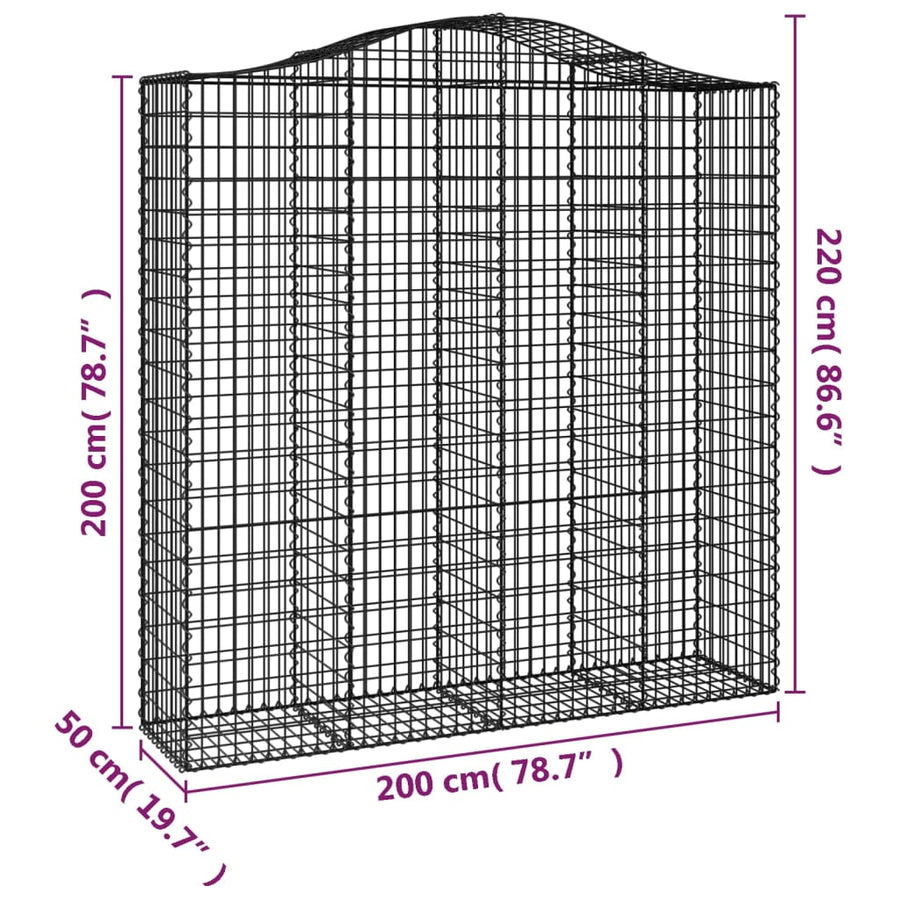 Schanskorven 4 st gewelfd 200x50x200/220 cm ijzer 4 200 x 50 x 200/220 cm