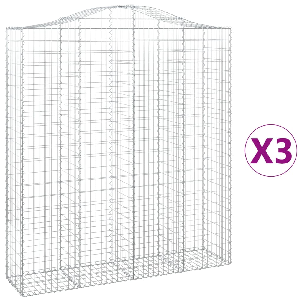 Schanskorven 3 st gewelfd 200x50x220/240 cm ijzer 3 200 x 50 x 220/240 cm