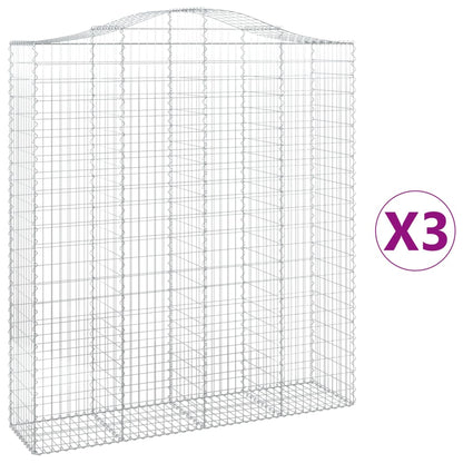 Schanskorven 3 st gewelfd 200x50x220/240 cm ijzer 3 200 x 50 x 220/240 cm