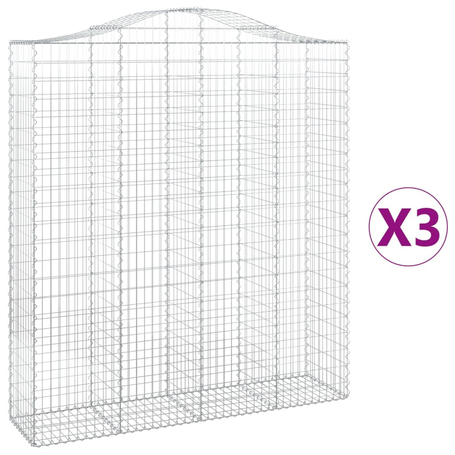 Schanskorven 3 st gewelfd 200x50x220/240 cm ijzer 3 200 x 50 x 220/240 cm