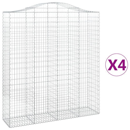 Schanskorven 4 st gewelfd 200x50x220/240 cm ijzer 4 200 x 50 x 220/240 cm