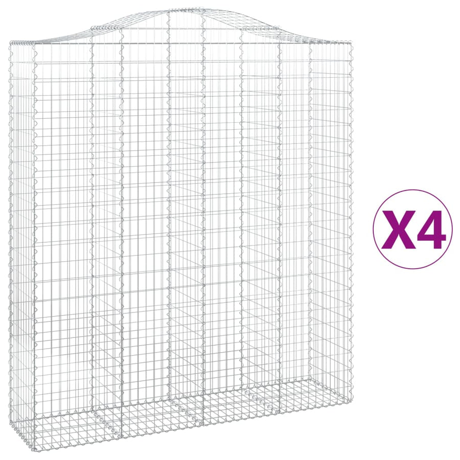 Schanskorven 4 st gewelfd 200x50x220/240 cm ijzer 4 200 x 50 x 220/240 cm