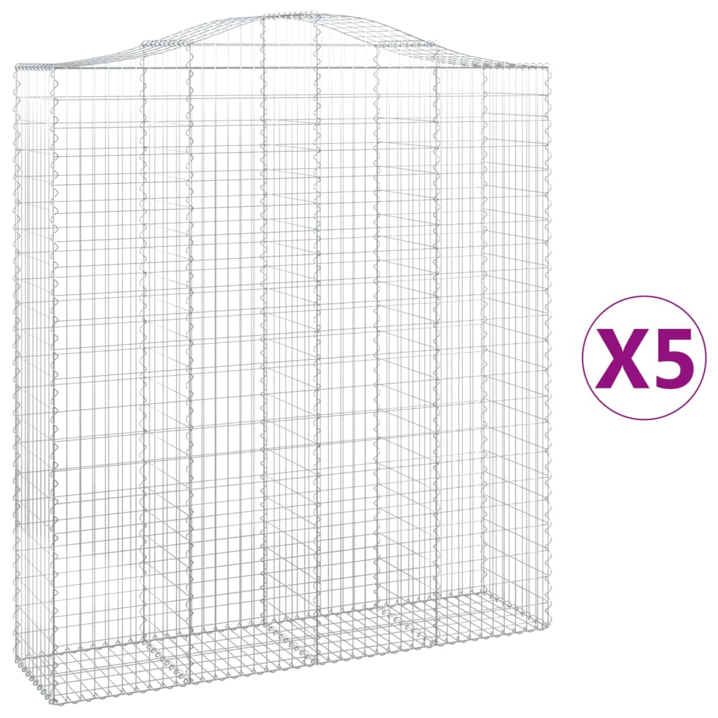 Schanskorven 5 st gewelfd 200x50x220/240 cm ijzer 5 200 x 50 x 220/240 cm