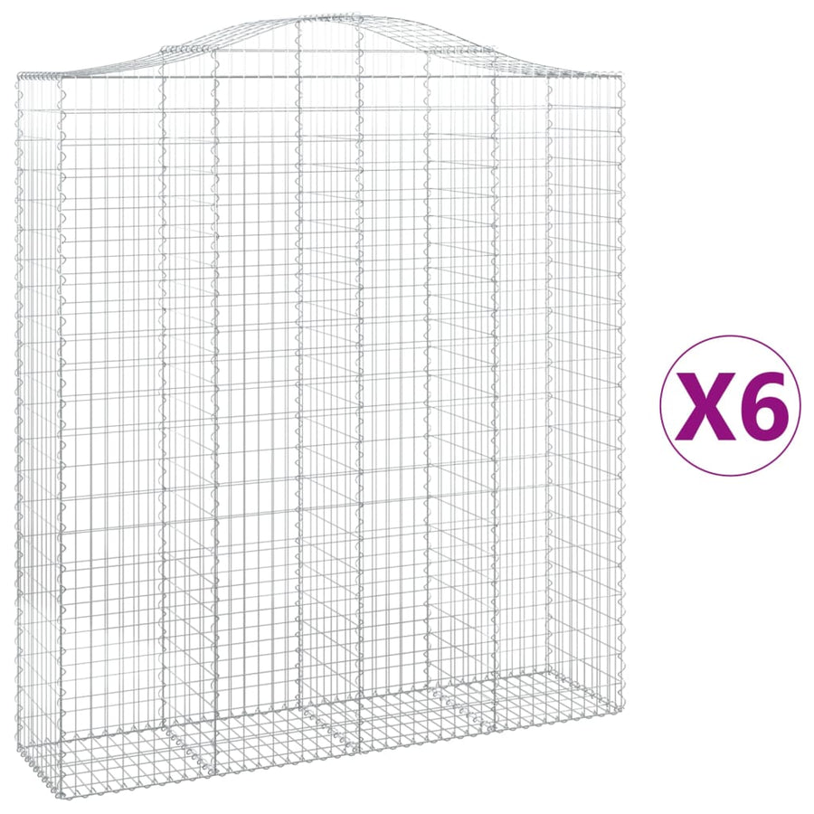 Schanskorven 6 st gewelfd 200x50x220/240 cm ijzer 6 200 x 50 x 220/240 cm