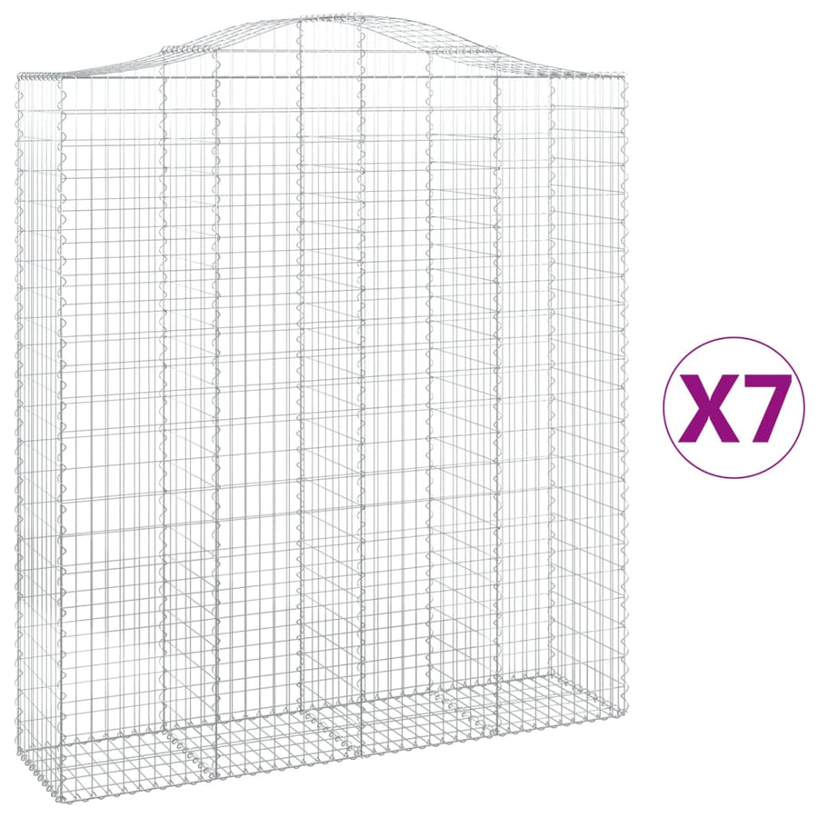 Schanskorven 7 st gewelfd 200x50x220/240 cm ijzer 7 200 x 50 x 220/240 cm