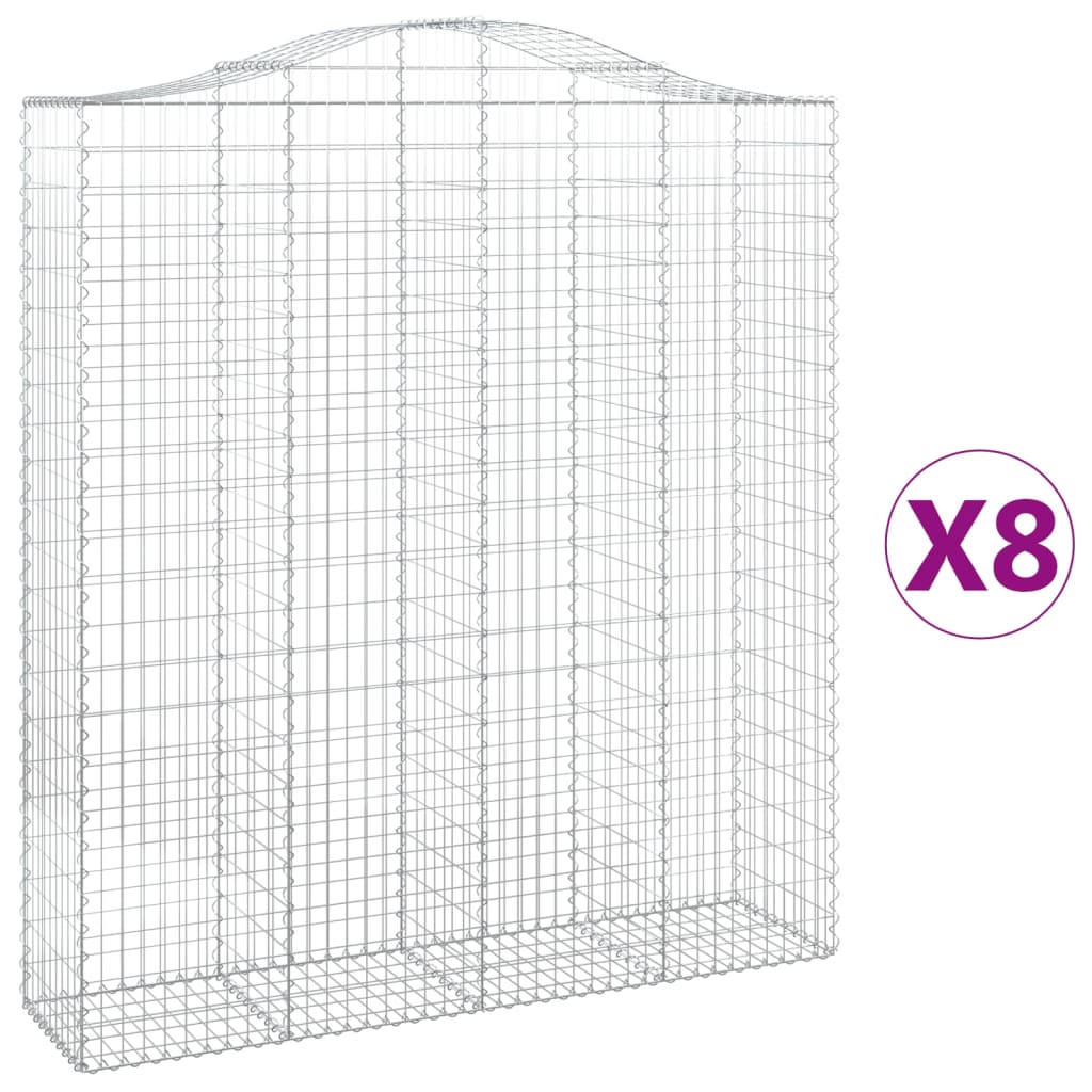 Schanskorven 8 st gewelfd 200x50x220/240 cm ijzer 8 200 x 50 x 220/240 cm