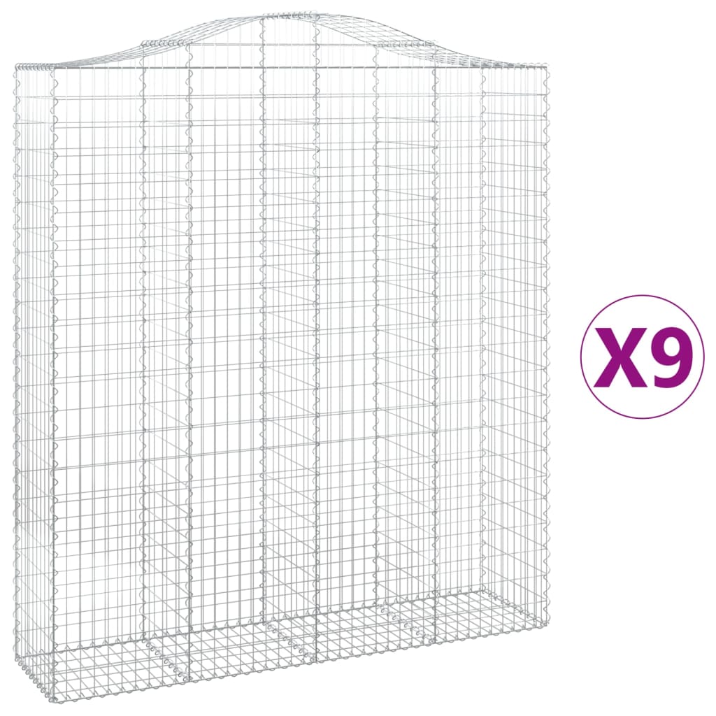 Schanskorven 9 st gewelfd 200x50x220/240 cm ijzer 9 200 x 50 x 220/240 cm