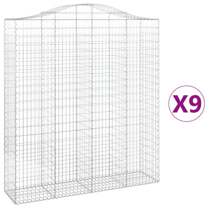 Schanskorven 9 st gewelfd 200x50x220/240 cm ijzer 9 200 x 50 x 220/240 cm