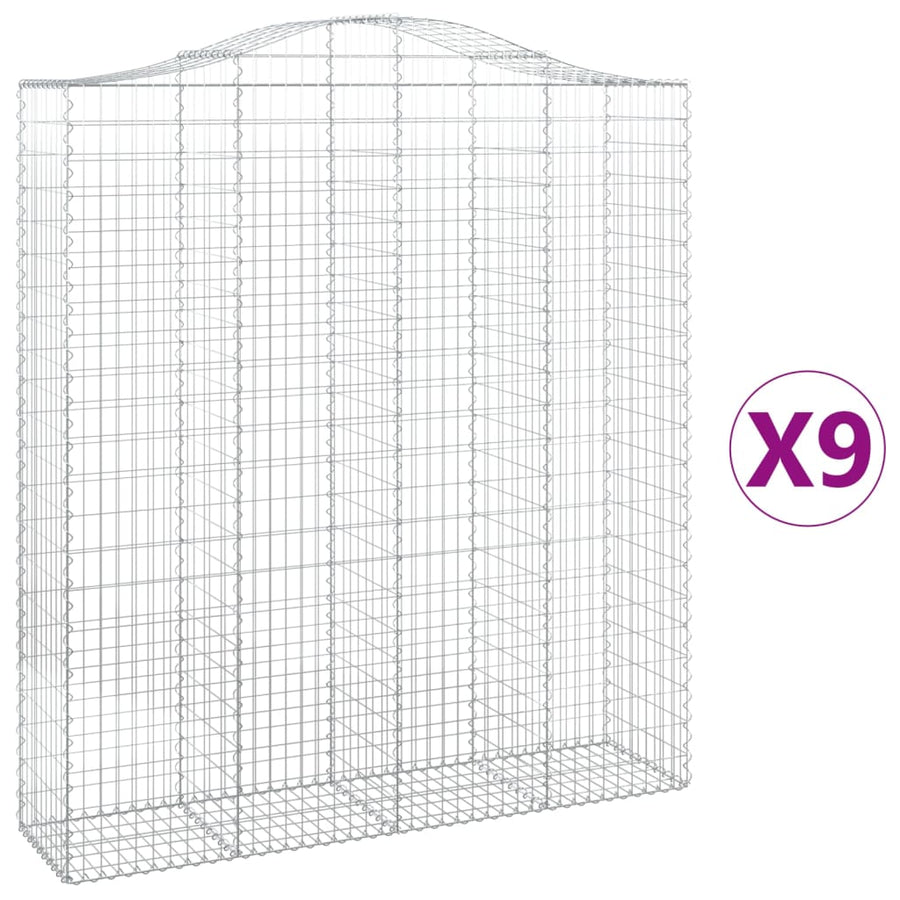 Schanskorven 9 st gewelfd 200x50x220/240 cm ijzer 9 200 x 50 x 220/240 cm