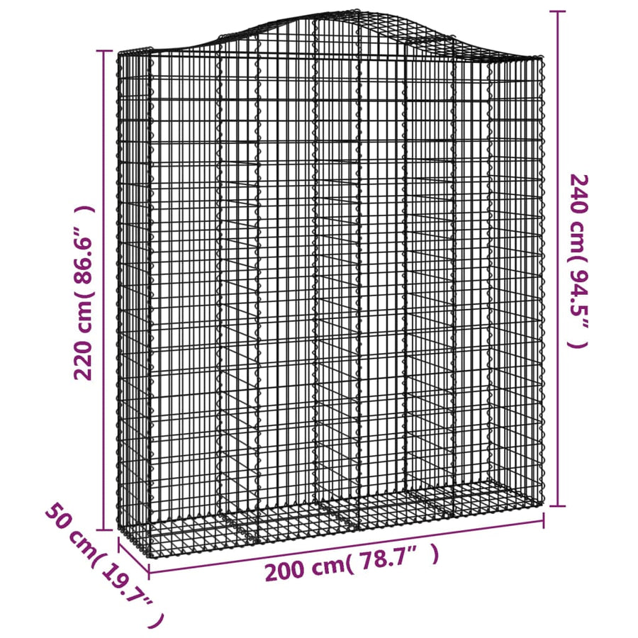 Schanskorven 9 st gewelfd 200x50x220/240 cm ijzer 9 200 x 50 x 220/240 cm