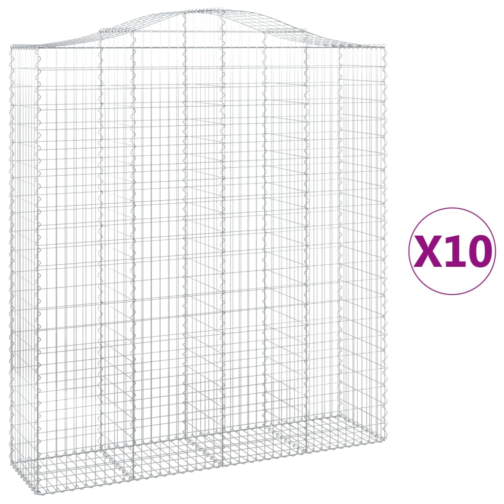 Schanskorven 10 st gewelfd 200x50x220/240 cm ijzer 10 200 x 50 x 220/240 cm