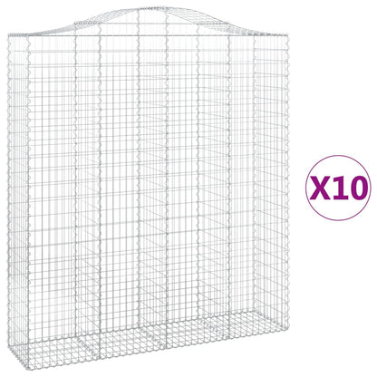 Schanskorven 10 st gewelfd 200x50x220/240 cm ijzer 10 200 x 50 x 220/240 cm