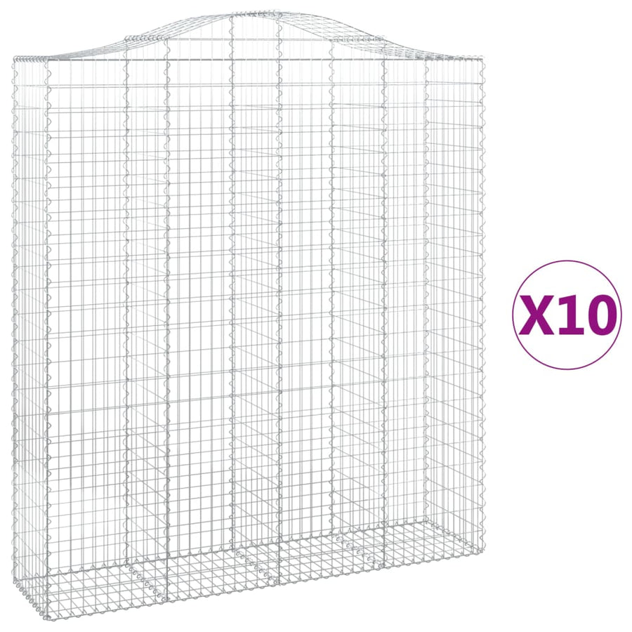Schanskorven 10 st gewelfd 200x50x220/240 cm ijzer 10 200 x 50 x 220/240 cm