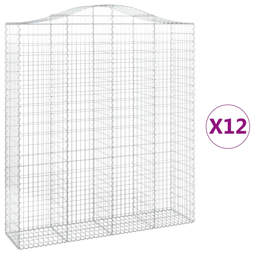 Schanskorven 12 st gewelfd 200x50x220/240 cm ijzer 12 200 x 50 x 220/240 cm