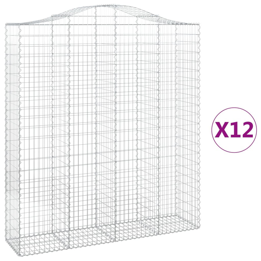 Schanskorven 12 st gewelfd 200x50x220/240 cm ijzer 12 200 x 50 x 220/240 cm
