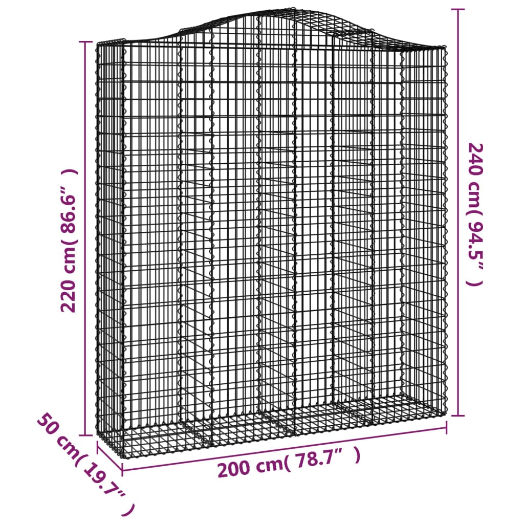 Schanskorven 12 st gewelfd 200x50x220/240 cm ijzer 12 200 x 50 x 220/240 cm
