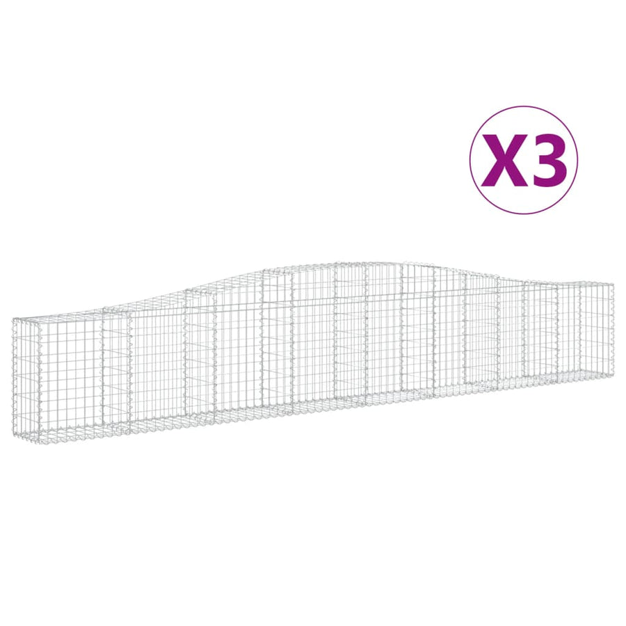 Schanskorven 3 st gewelfd 400x30x60/80 cm ijzer 3 400 x 30 x 60/80 cm
