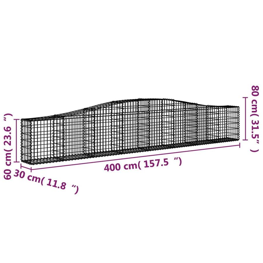 Schanskorven 7 st gewelfd 400x30x60/80 cm ijzer 7 400 x 30 x 60/80 cm