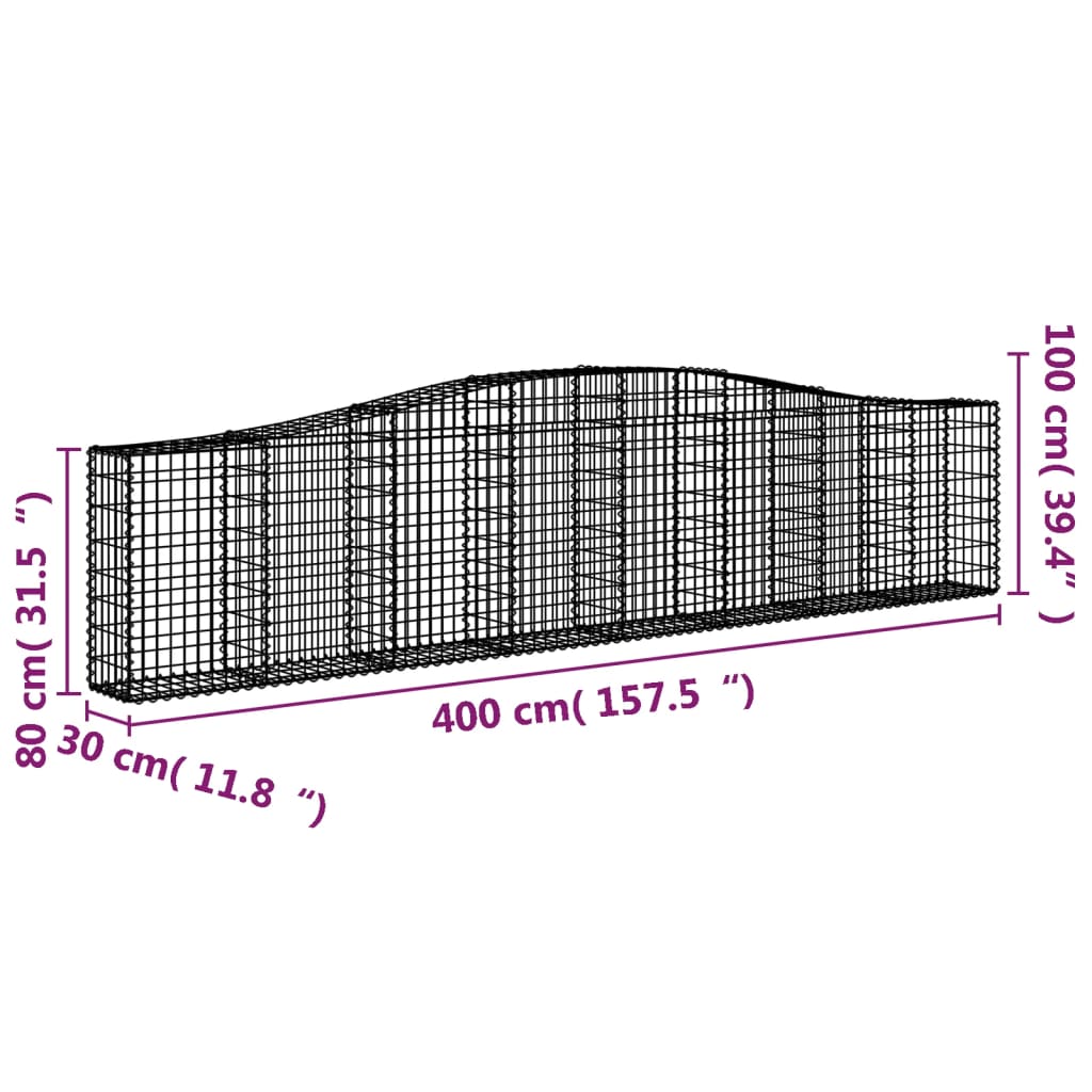 Schanskorven 7 st gewelfd 400x30x80/100 cm ijzer 7 400 x 30 x 80/100 cm