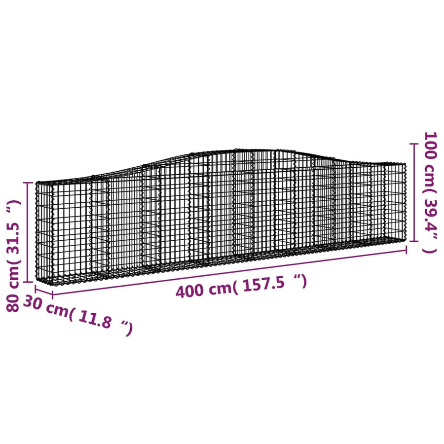 Schanskorven 8 st gewelfd 400x30x80/100 cm ijzer 8 400 x 30 x 80/100 cm