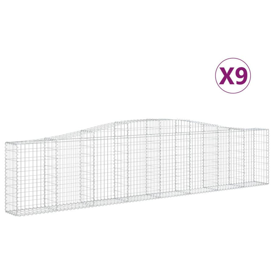 Schanskorven 9 st gewelfd 400x30x80/100 cm ijzer 9 400 x 30 x 80/100 cm