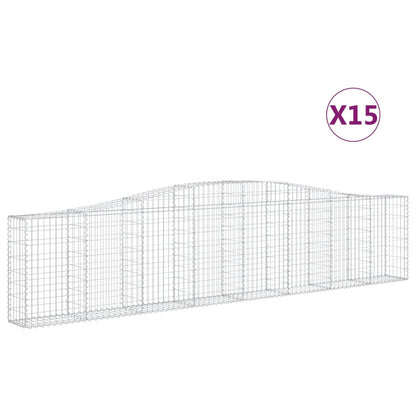Schanskorven 15 st gewelfd 400x30x80/100 cm ijzer 15 400 x 30 x 80/100 cm