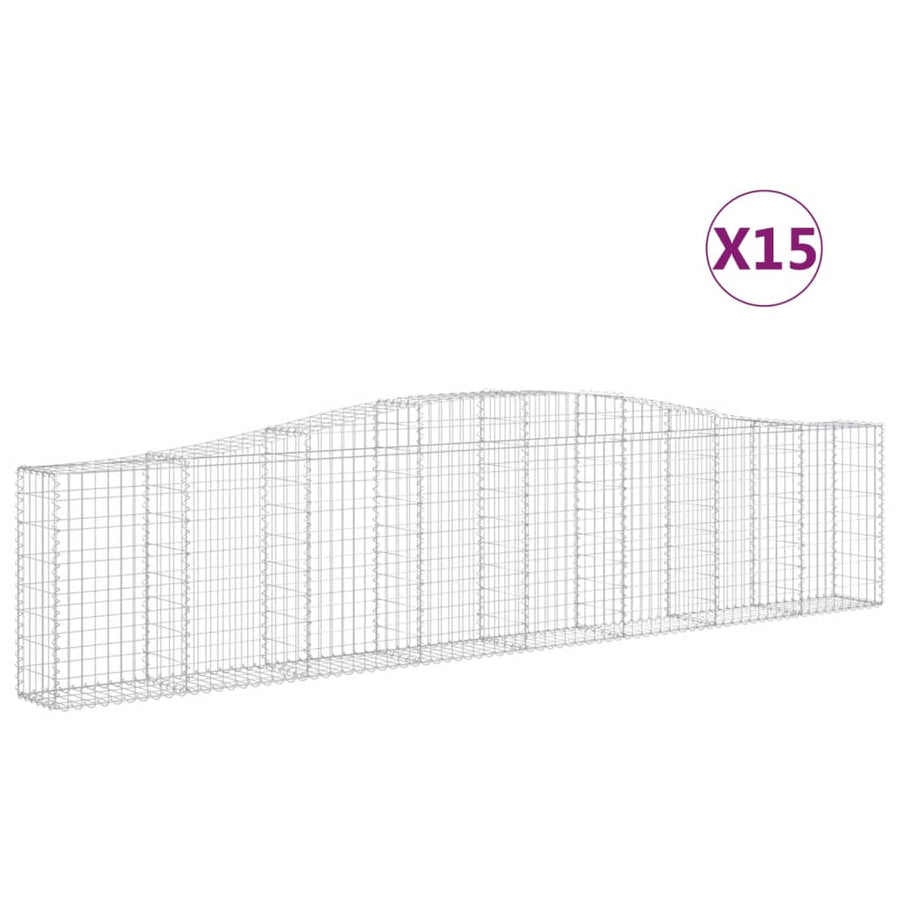 Schanskorven 15 st gewelfd 400x30x80/100 cm ijzer 15 400 x 30 x 80/100 cm