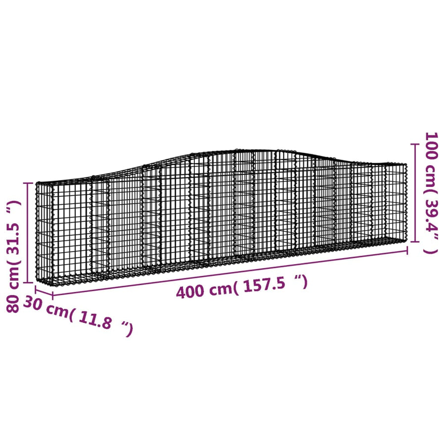Schanskorven 20 st gewelfd 400x30x80/100 cm ijzer 20 400 x 30 x 80/100 cm