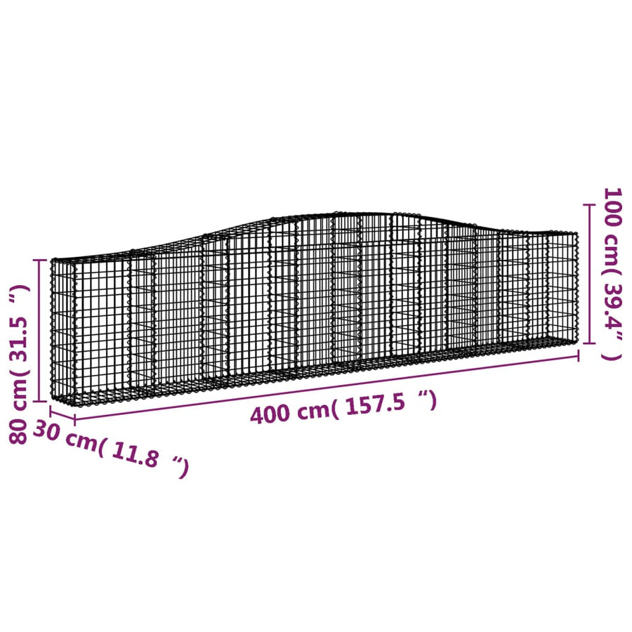 Schanskorven 25 st gewelfd 400x30x80/100 cm ijzer 25 400 x 30 x 80/100 cm