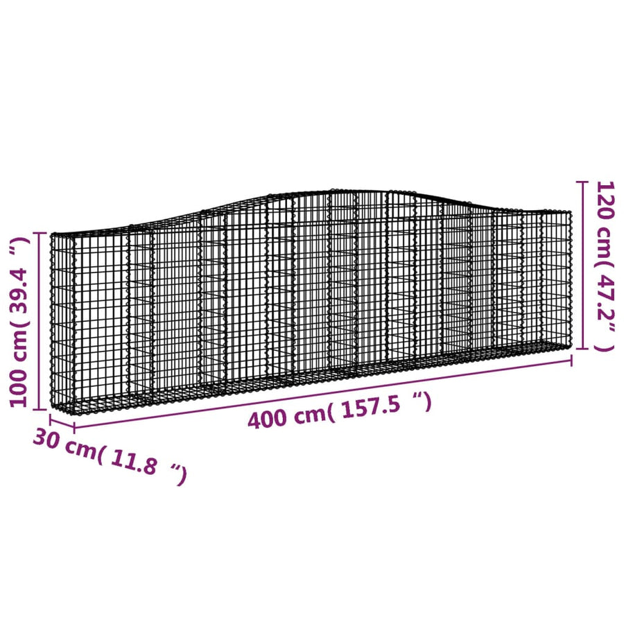 Schanskorven 10 st gewelfd 400x30x100/120 cm ijzer 10 400 x 30 x 100/120 cm