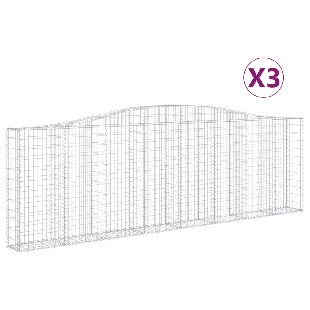 Schanskorven 3 st gewelfd 400x30x120/140 cm ijzer 3 400 x 30 x 120/140 cm