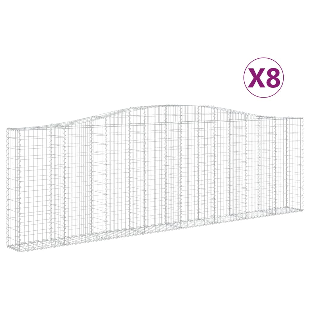 Schanskorven 8 st gewelfd 400x30x120/140 cm ijzer 8 400 x 30 x 120/140 cm