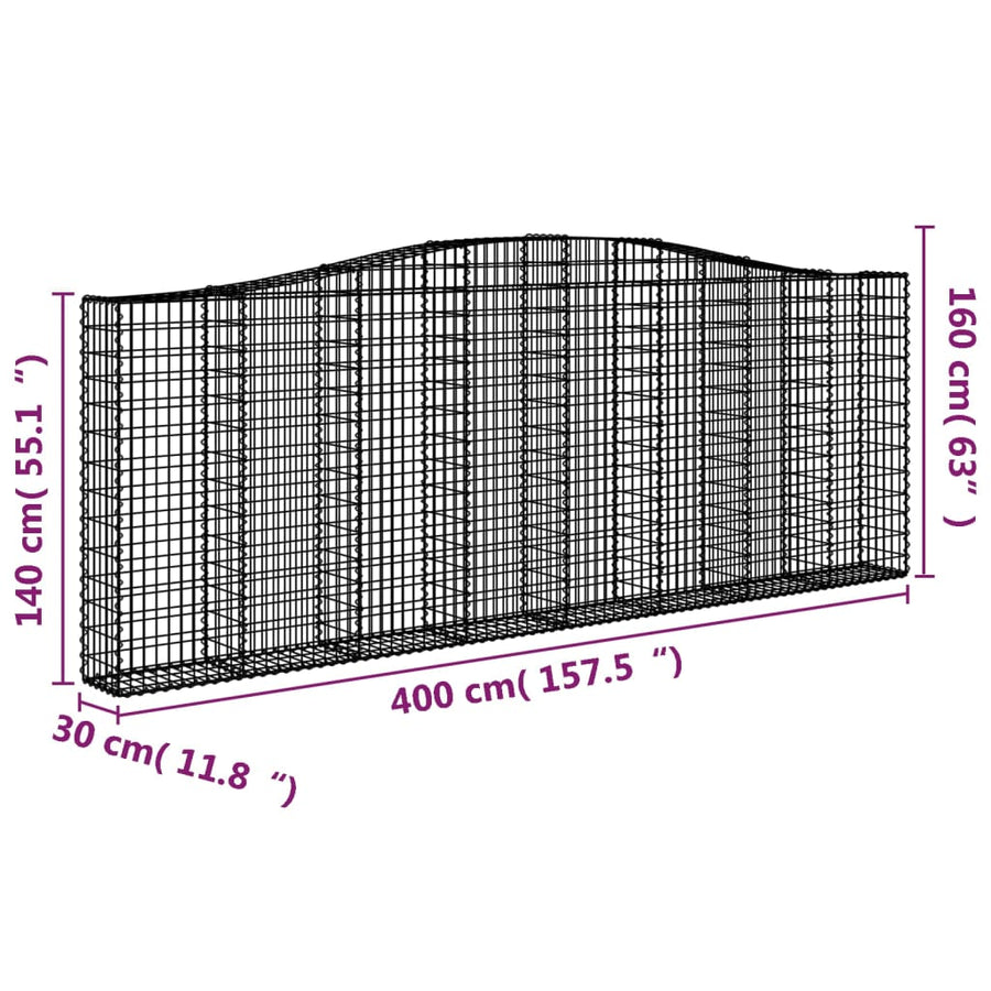 Schanskorven 5 st gewelfd 400x30x140/160 cm ijzer 5 400 x 30 x 140/160 cm