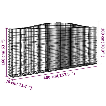Schanskorven 2 st gewelfd 400x30x160/180 cm ijzer 2 400 x 30 x 160/180 cm