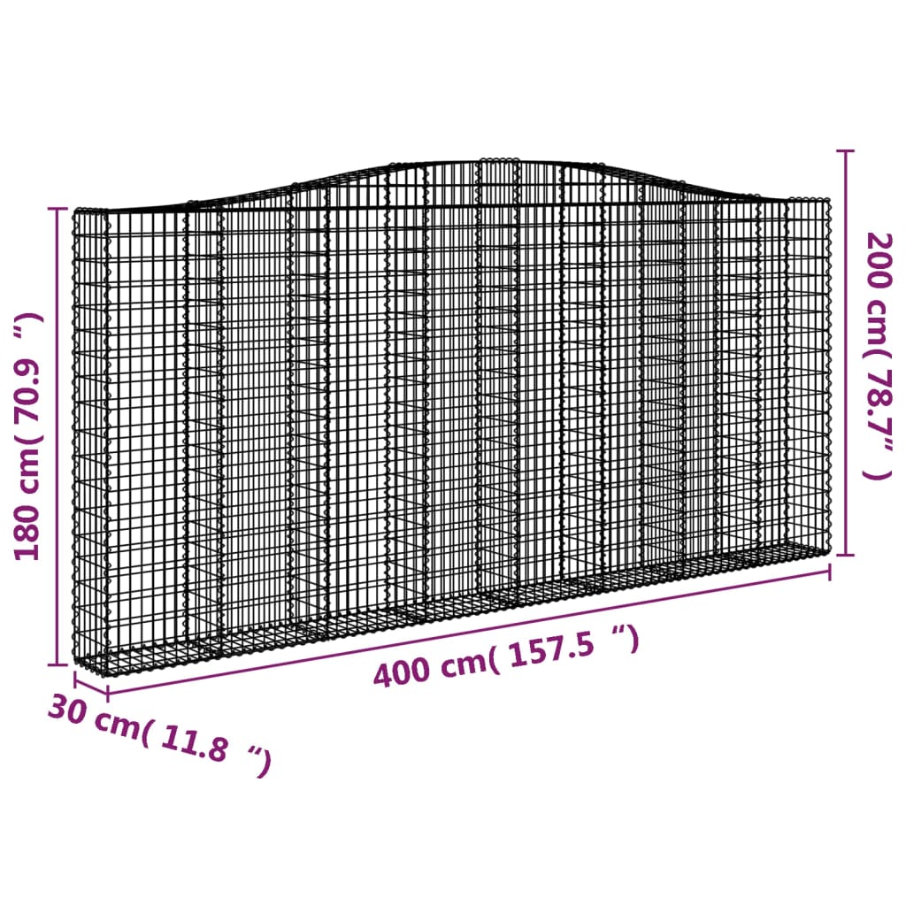 Schanskorven 2 st gewelfd 400x30x180/200 cm ijzer 2 400 x 30 x 180/200 cm