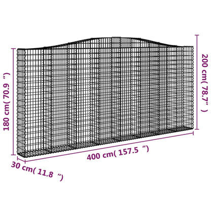 Schanskorven 2 st gewelfd 400x30x180/200 cm ijzer 2 400 x 30 x 180/200 cm