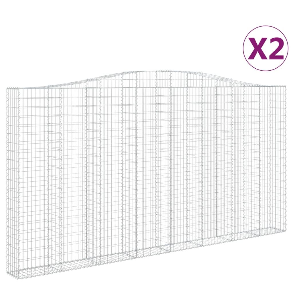 Schanskorven 2 st gewelfd 400x30x200/220 cm ijzer 2 400 x 30 x 200/220 cm