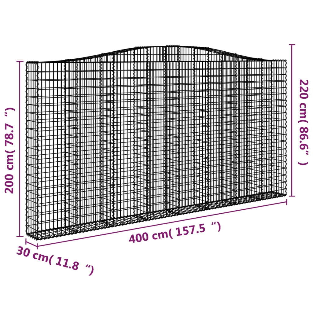 Schanskorven 2 st gewelfd 400x30x200/220 cm ijzer 2 400 x 30 x 200/220 cm