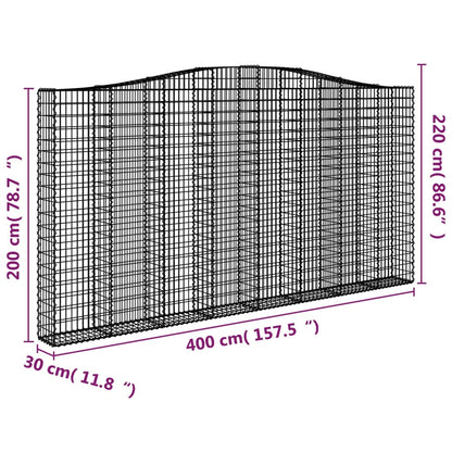 Schanskorven 2 st gewelfd 400x30x200/220 cm ijzer 2 400 x 30 x 200/220 cm