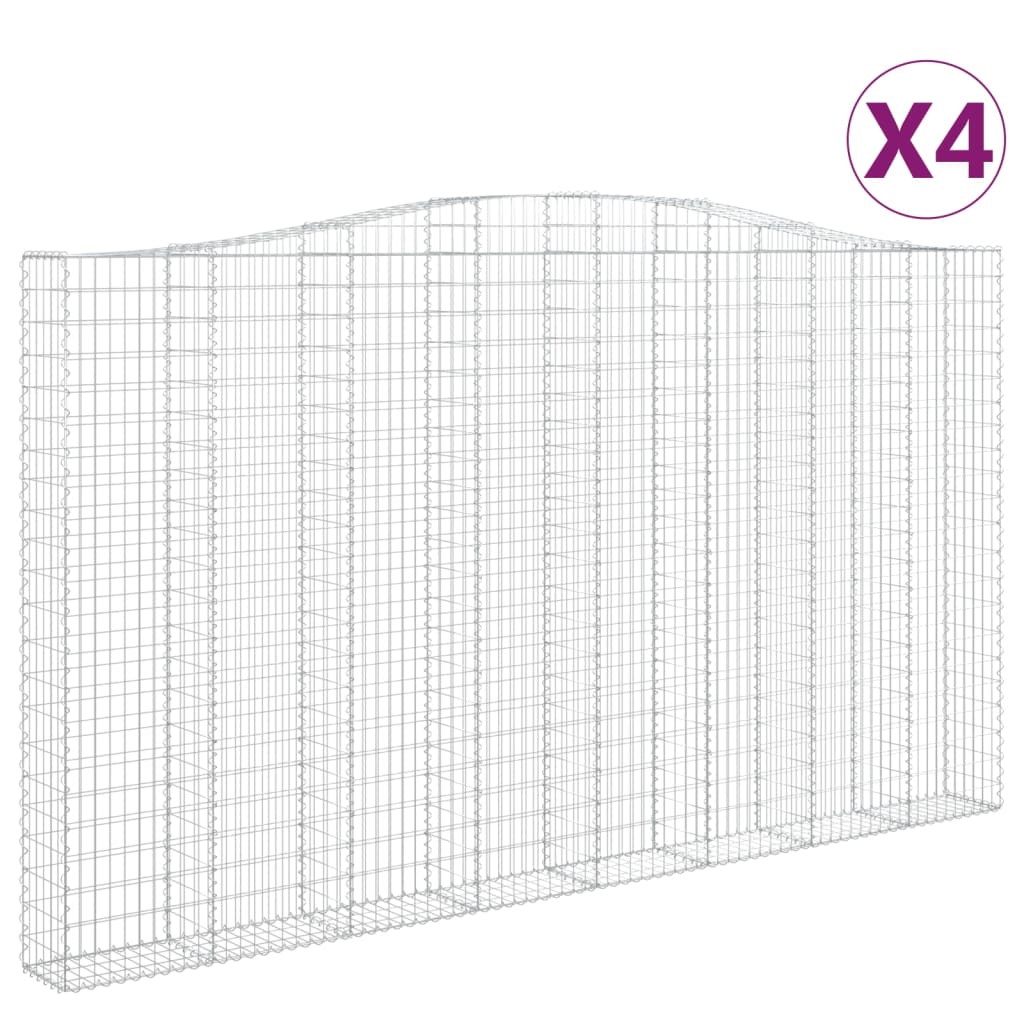 Schanskorven 4 st gewelfd 400x30x220/240 cm ijzer 4 400 x 30 x 220/240 cm