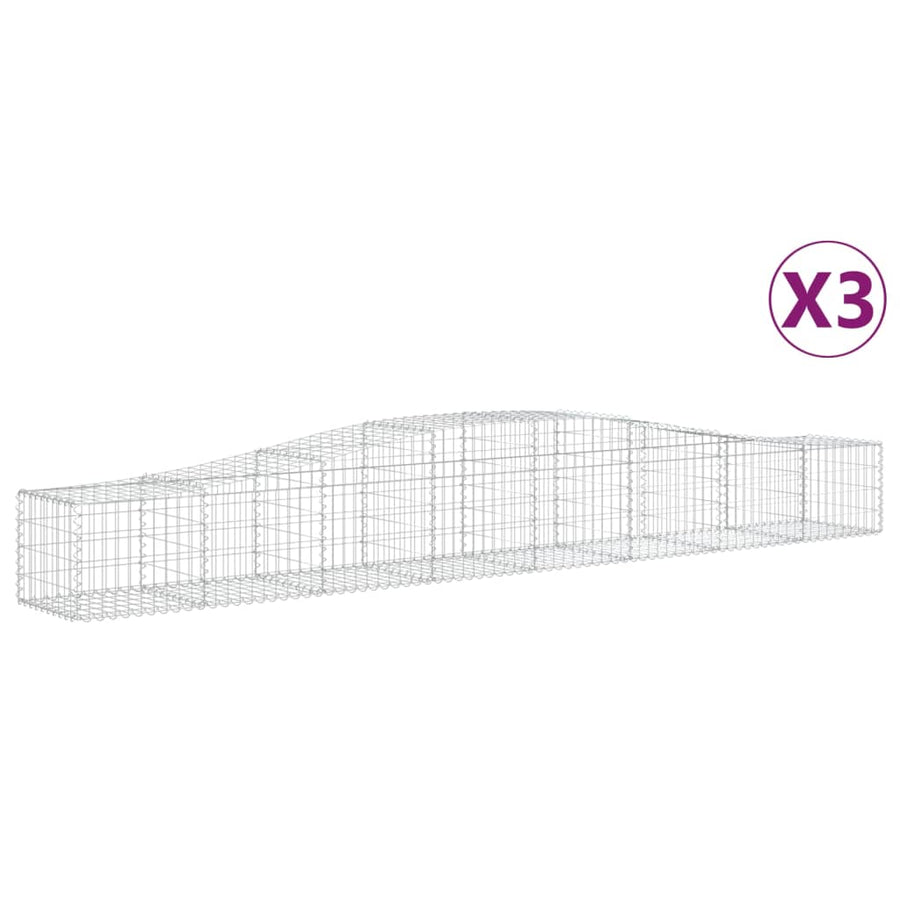 Schanskorven 3 st gewelfd 400x50x40/60 cm ijzer 3 400 x 50 x 40/60 cm