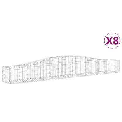 Schanskorven 8 st gewelfd 400x50x40/60 cm gegalvaniseerd ijzer 8 400 x 50 x 40/60 cm