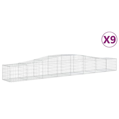 Schanskorven 9 st gewelfd 400x50x40/60 cm gegalvaniseerd ijzer 9 400 x 50 x 40/60 cm