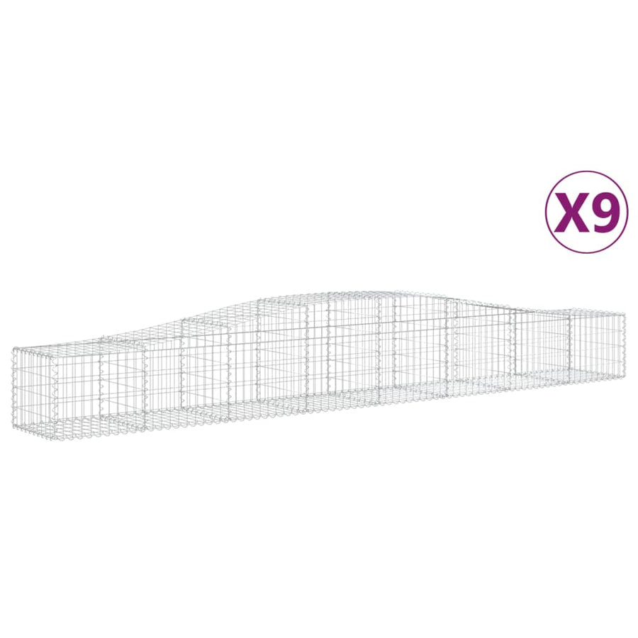 Schanskorven 9 st gewelfd 400x50x40/60 cm gegalvaniseerd ijzer 9 400 x 50 x 40/60 cm