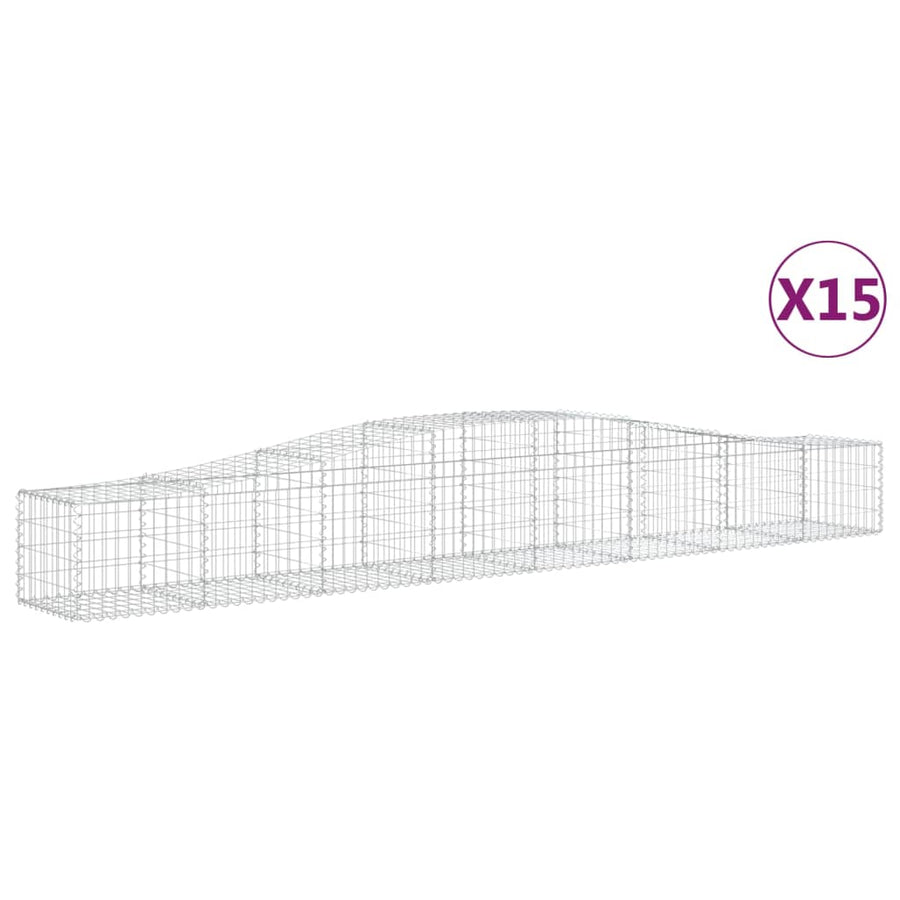 Schanskorven 15 st gewelfd 400x50x40/60 cm gegalvaniseerd ijzer 15 400 x 50 x 40/60 cm
