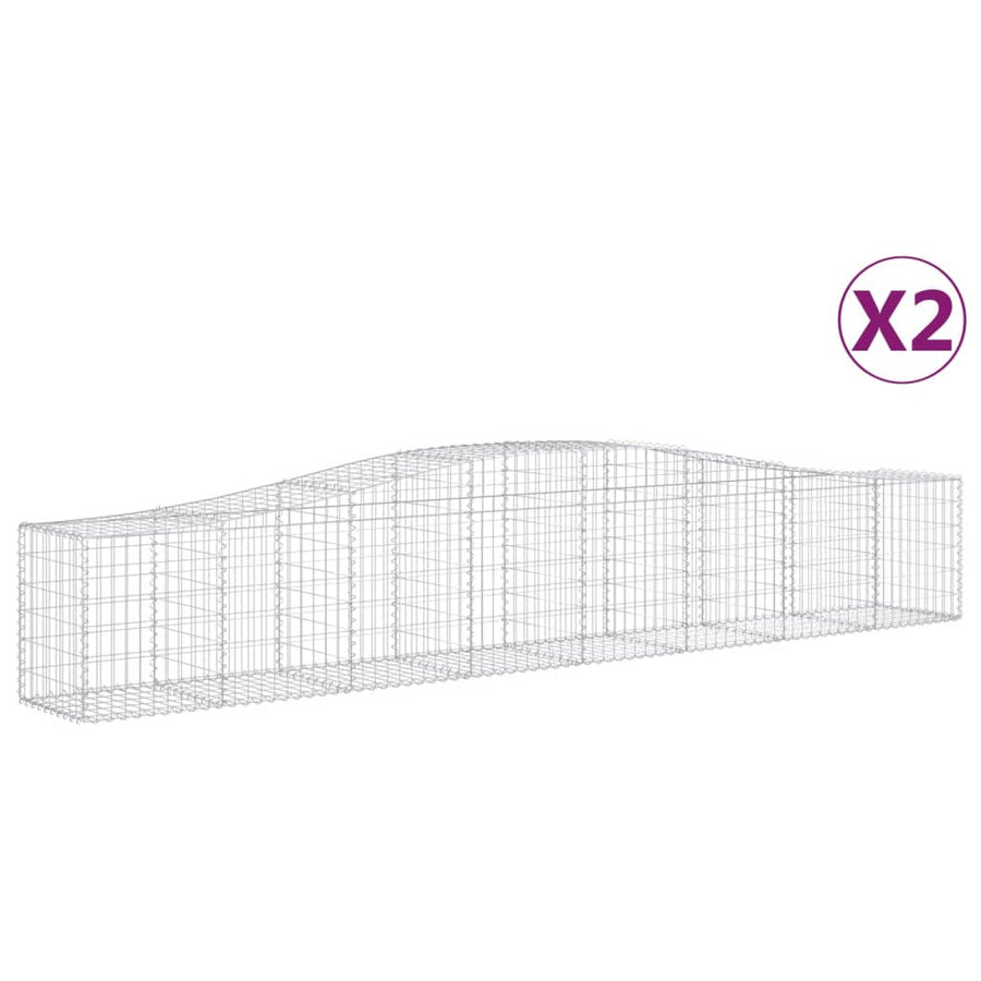 Schanskorf 2 st gewelfd 400x50x60/80 cm gegalvaniseerd ijzer 2 400 x 50 x 60/80 cm